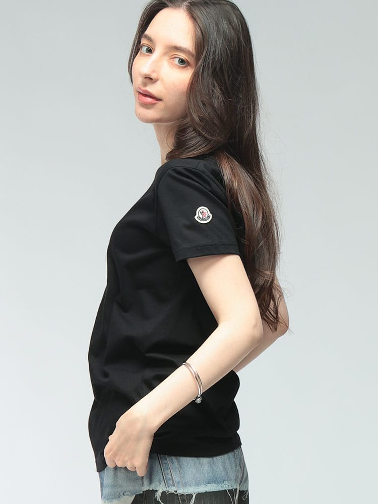 MONCLER (モンクレール) レディース Tシャツ 半袖 クラシック ワンポイント クルーネック カットソー MCL8C73200V8058