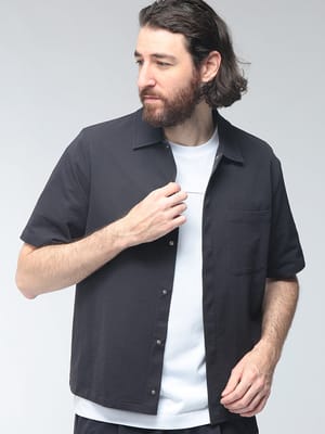 HERNO (ヘルノ) メンズ シャツ 半袖 シアサッカー レギュラーカラー スナップボタン HRCM000012U