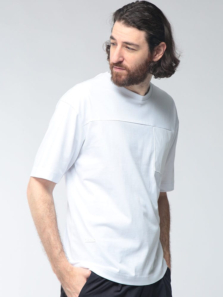 HERNO (ヘルノ) メンズ Tシャツ 半袖 アシンメトリー切替 胸ポケット 