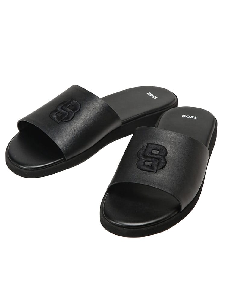 HUGO BOSS (ヒューゴボス) メンズ サンダル 合成皮革 スライドサンダル DOUBLE B モノグラム HB50563148