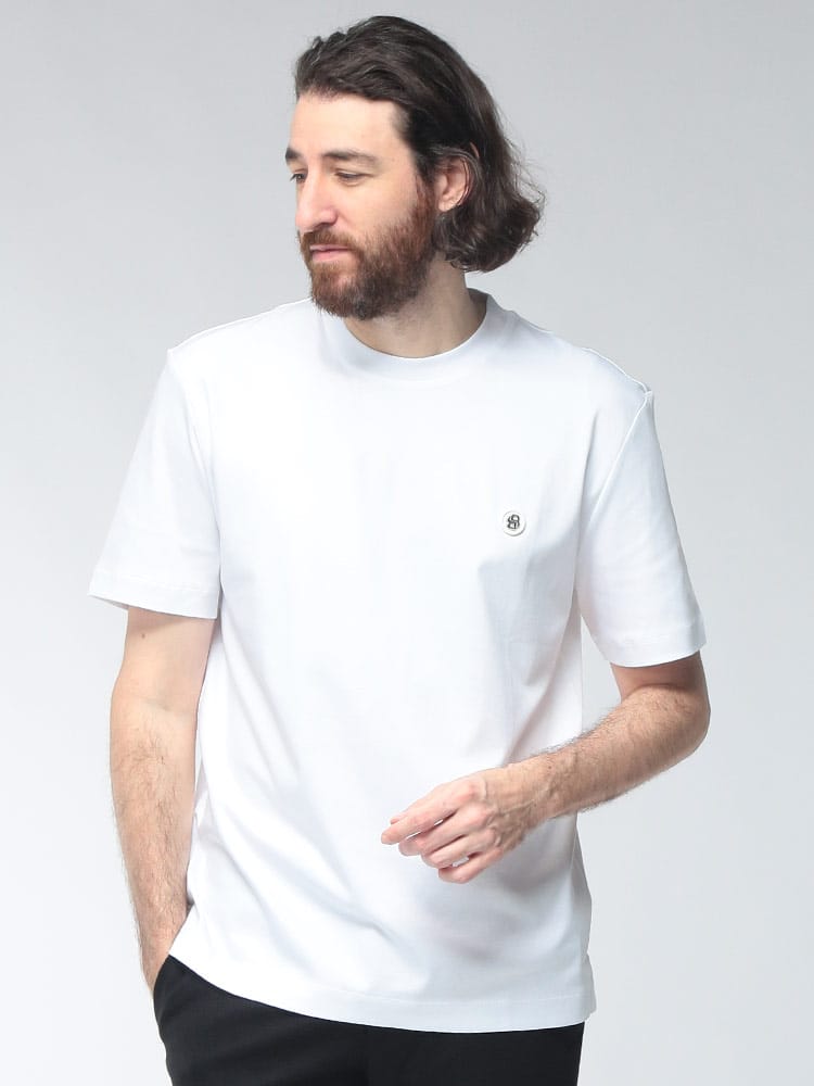 HUGO BOSS (ヒューゴボス) メンズ Tシャツ 半袖 ワンポイントロゴ シルケットコットン クルーネック HB50555844