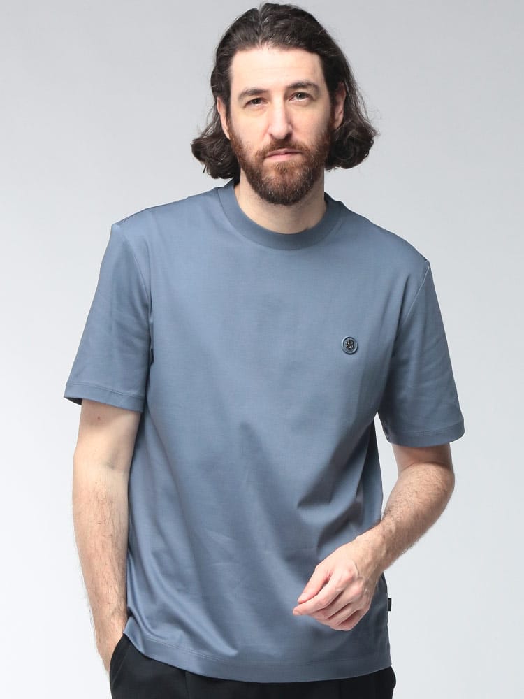 HUGO BOSS (ヒューゴボス) メンズ Tシャツ 半袖 ワンポイントロゴ シルケットコットン クルーネック HB50555844