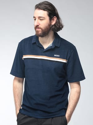 HUGO BOSS (ヒューゴボス) メンズ ポロシャツ 半袖 パイルポロ スキッパー ロゴ刺繍 ストレッチ HBU50561186