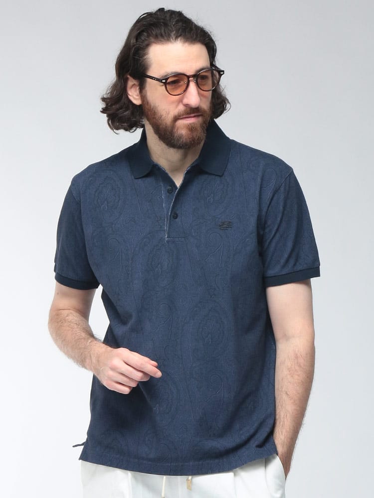 ETRO (エトロ) メンズ ポロシャツ 半袖 ペイズリー柄 ワンポイント刺繍  ETMD0004AKF84