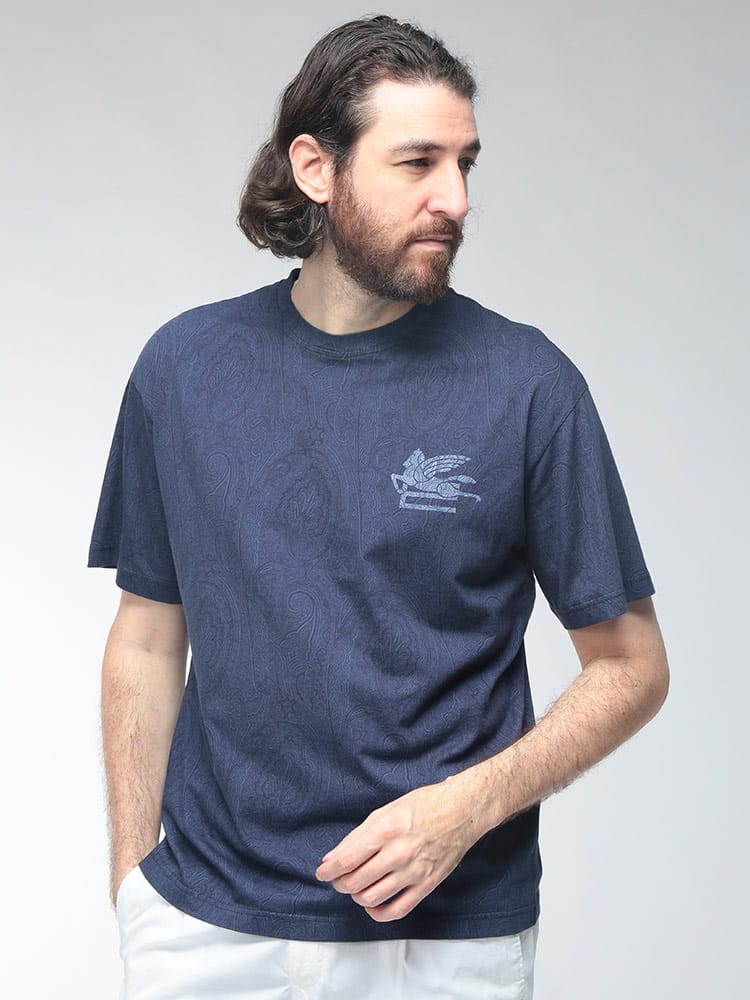 ETRO (エトロ) メンズ Tシャツ 半袖 ペイズリー柄 ワンポイントプリント ETMA0004AKG49