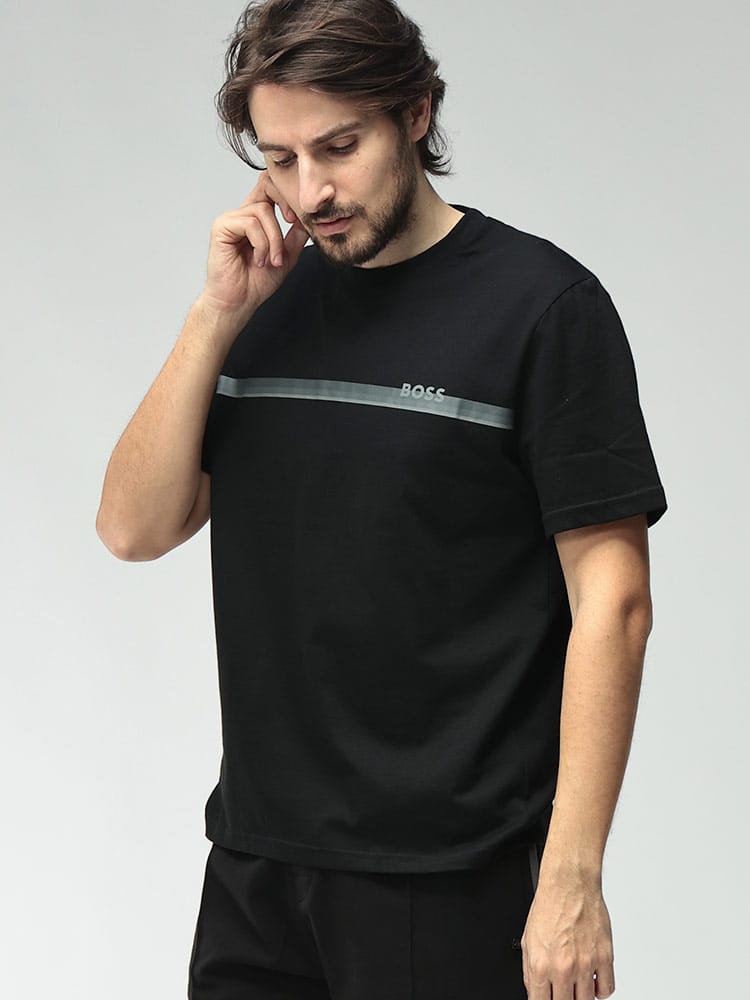 HUGO BOSS (ヒューゴボス) メンズ Tシャツ 半袖 コットン100％ ライン 
