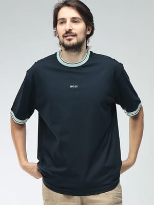 HUGO BOSS (ヒューゴボス) メンズ Tシャツ 半袖 コットン100％ ライントリム クルーネック カットソー HBO50561814