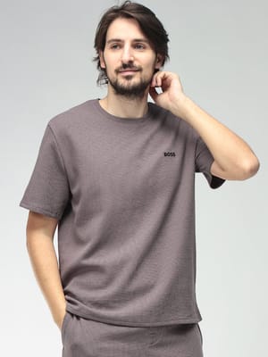 HUGO BOSS (ヒューゴボス) メンズ Tシャツ 半袖 ロゴ刺繍 ワッフル クルーネック カットソー HBU50535891