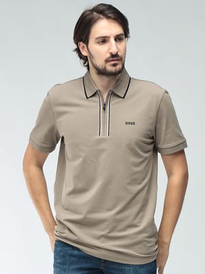 HUGO BOSS (ヒューゴボス) メンズ ポロシャツ 半袖 ミニ胸ロゴ ハーフジップ カジュアルシャツ HBG50555698