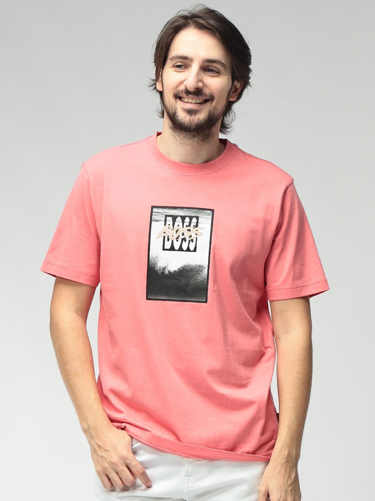 HUGO BOSS (ヒューゴボス) メンズ Tシャツ 半袖 コットン100％ プリントアートワーク クルーネック カットソー HBO50561846