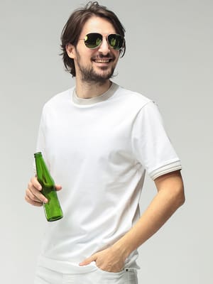 HUGO BOSS (ヒューゴボス) メンズ Tシャツ 半袖 シルケットコットン トリム切替 スリムフィット カットソー HB50559667
