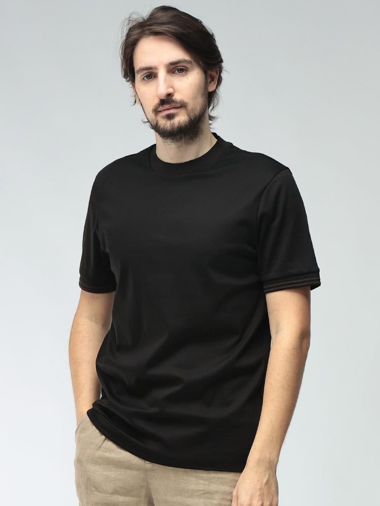 HUGO BOSS (ヒューゴボス) メンズ Tシャツ 半袖 シルケットコットン トリム切替 スリムフィット カットソー HB50559667