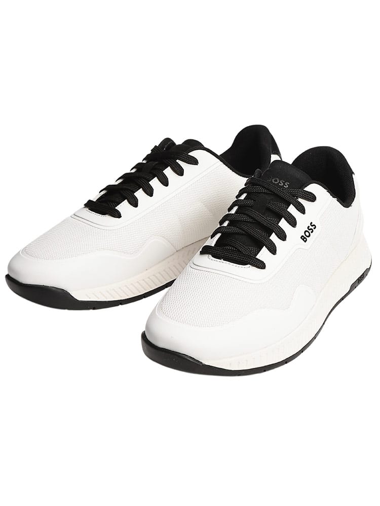 HUGO BOSS (ヒューゴボス) メンズ シューズ メッシュ切替 スムースアッパー ロゴ ローカットスニーカー HB50563962