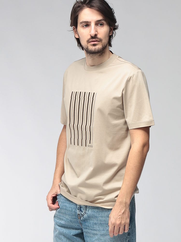 HUGO BOSS (ヒューゴボス) メンズ Tシャツ 半袖 フロントデザイン クルーネック カットソー HB50560466S