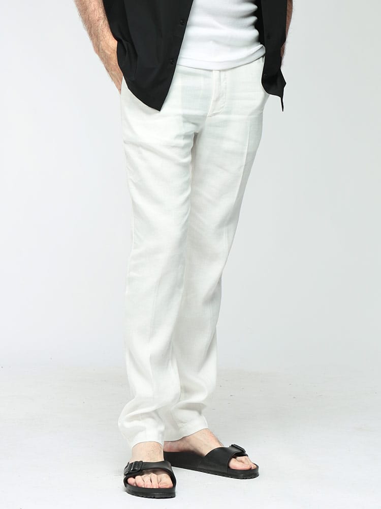 HUGO BOSS (ヒューゴボス) メンズ ジョガーパンツ ストレッチリネン ウエストコード ノータック テーパードパンツ MODERN REGULARFIT HB50557859