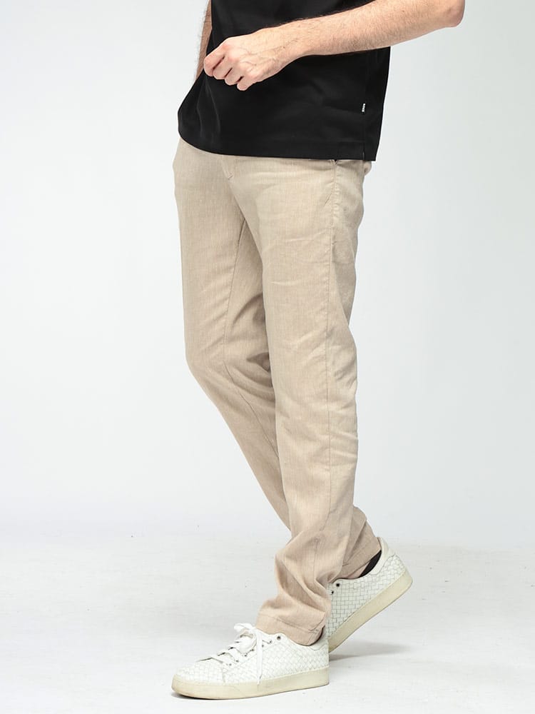 HUGO BOSS (ヒューゴボス) メンズ ジョガーパンツ ストレッチリネン ウエストコード ノータック テーパードパンツ MODERN REGULARFIT HB50557859