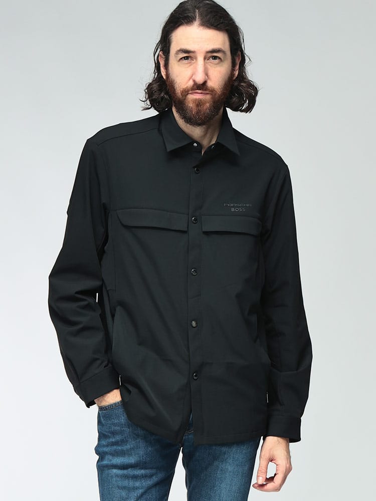 HUGO BOSS (ヒューゴボス) メンズ ジャケット PORSCHE × BOSS 胸ロゴ フルボタン シャツジャケット HBG50560403