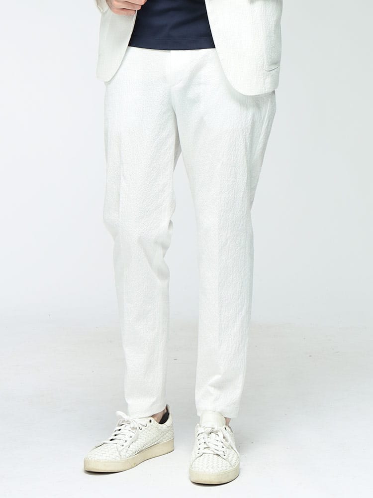 HUGO BOSS (ヒューゴボス) メンズ テーパードパンツ ストレッチコットン シアサッカー テーパードフィットパンツ HBPERIN10279134