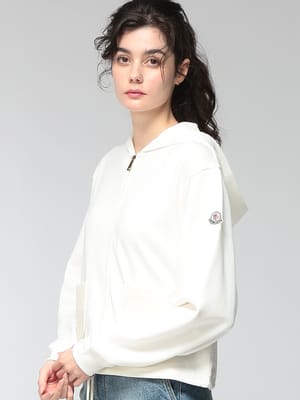 MONCLER (モンクレール) レディース パーカー フルジップ スウェットパーカー ウエストドローコード クロップド丈 MCL8G0000589A8F