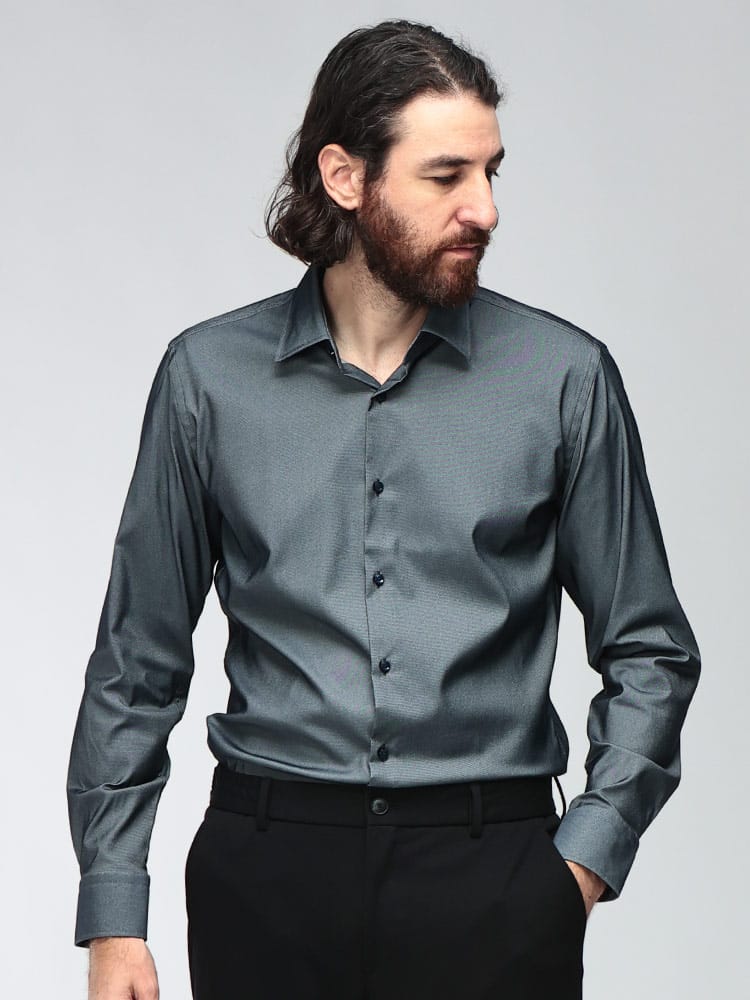 HUGO BOSS (ヒューゴボス) メンズ シャツ 長袖 ストレッチ ケントカラー スリムフィット ドレスシャツ HB50503356