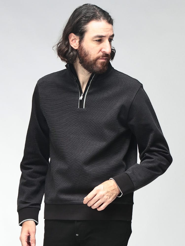 HUGO BOSS (ヒューゴボス) メンズ プルオーバー 長袖 ハーフジップ スタンド ニット HB50565603
