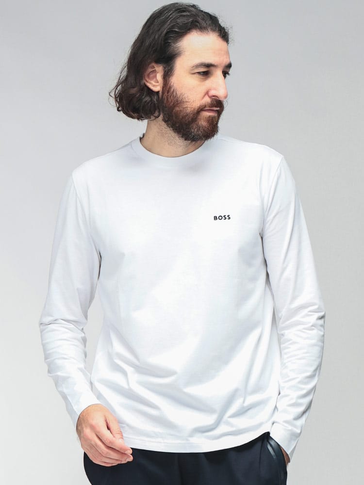 HUGO BOSS (ヒューゴボス) メンズ Tシャツ 長袖 ミニロゴ クルーネック カットソー HBG50506365