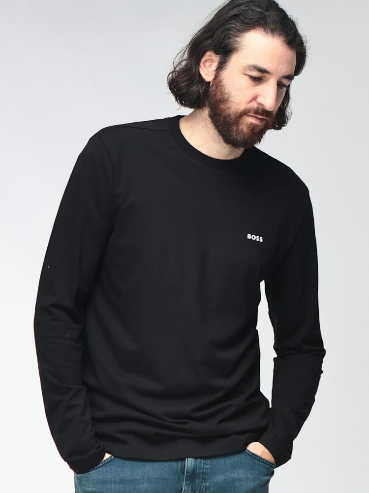 HUGO BOSS (ヒューゴボス) メンズ Tシャツ 長袖 ミニロゴ クルーネック カットソー HBG50506365