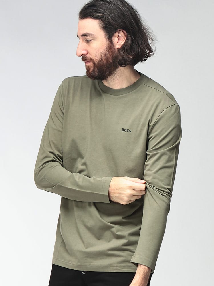 HUGO BOSS (ヒューゴボス) メンズ Tシャツ 長袖 ミニロゴ クルーネック カットソー HBG50506365