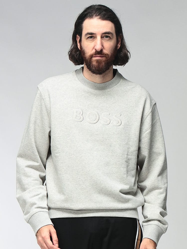 HUGO BOSS (ヒューゴボス) メンズ トレーナー 長袖 BOSS ロゴ クルーネック プルオーバー HBO50567420
