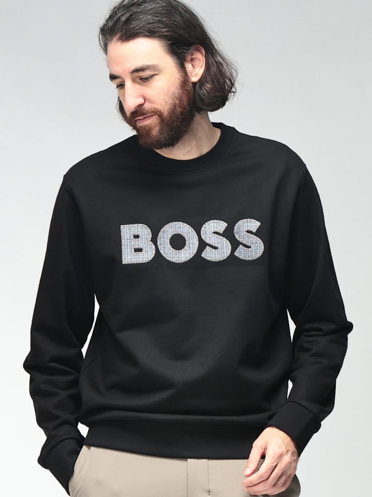 HUGO BOSS (ヒューゴボス) メンズ トレーナー 長袖 ロゴ刺繍 クルーネック プルオーバー HB50565651