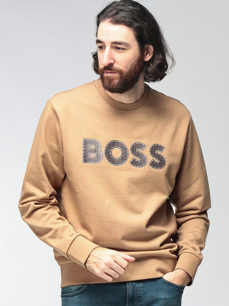 HUGO BOSS (ヒューゴボス) メンズ トレーナー 長袖 ロゴ刺繍 クルーネック プルオーバー HB50565651