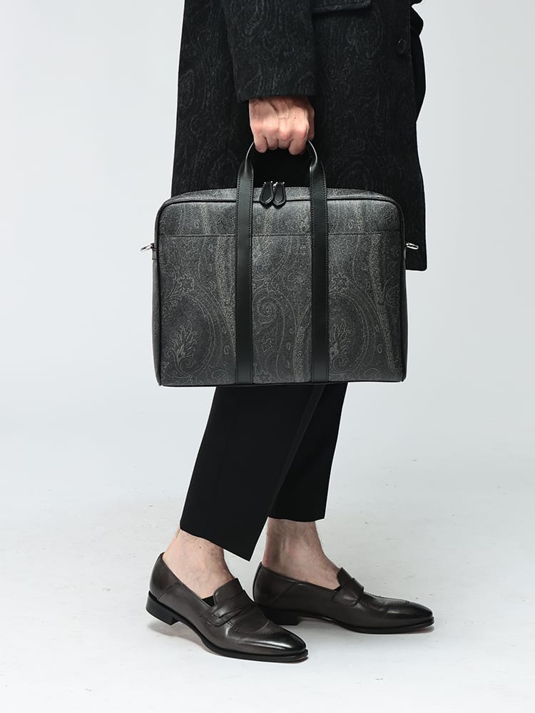 ETRO (エトロ) メンズ ブリーフバッグ ARNICA LEATHER ペイズリー柄 