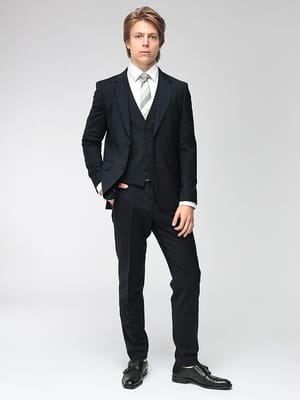 HUGO BOSS (ヒューゴボス) メンズ スーツ 3ピース ウール混 ストレッチ シングル2ツ釦 ノータック スリーピーススーツ SLIMFIT HBHG10281076