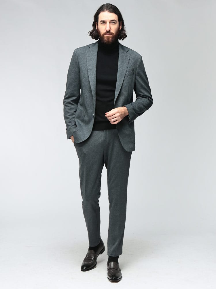 HUGO BOSS (ヒューゴボス) メンズ スーツ ストレッチ コットンジャージー シングル2ツ釦 ノータック HBHG10277146
