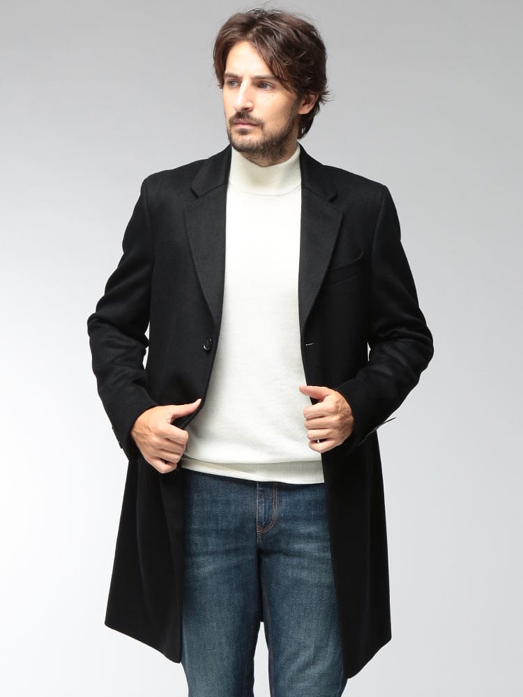 HUGO BOSS (ヒューゴボス) メンズ チェスターコート ウールカシミヤ シングルブレスト コート HYDE10273687 HBHYDE10273687