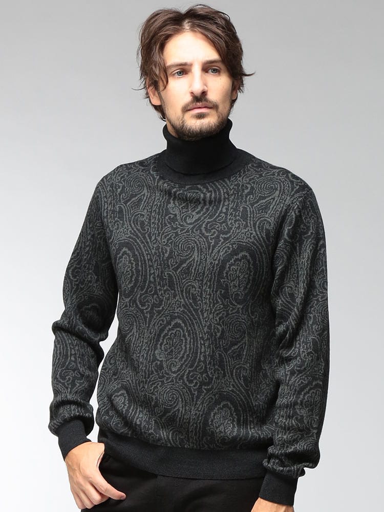 ETRO (エトロ) メンズ ニット 長袖 ペイズリー柄 ウール混 タートルネック セーター  MRKF0067AQ12X ETMRKF0067AQ12X