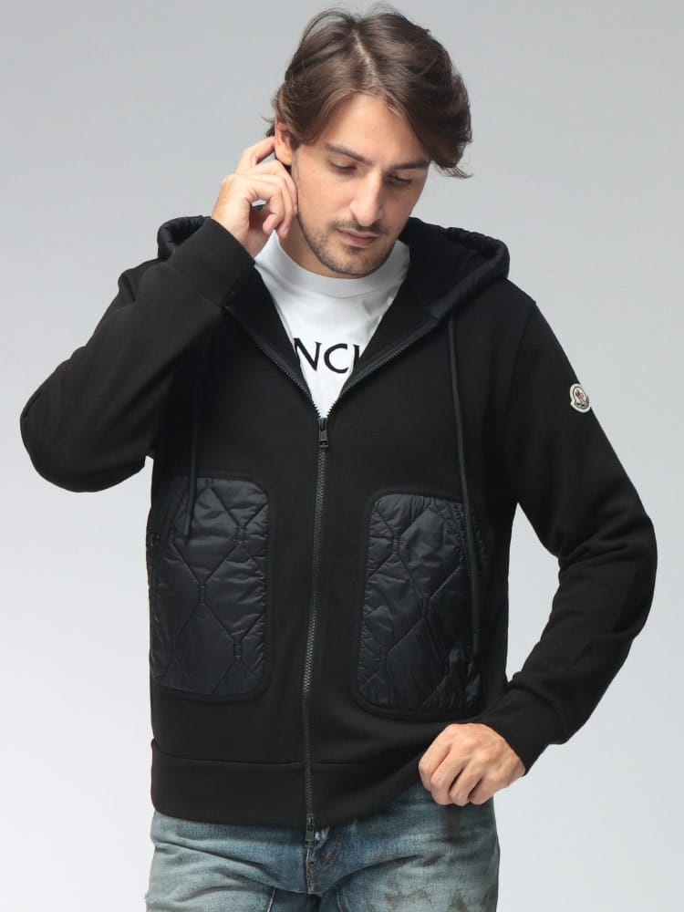 MONCLER (モンクレール) メンズ パーカー パデッドフード ジップ フーディー キルトポケット MC8G0004389B3P