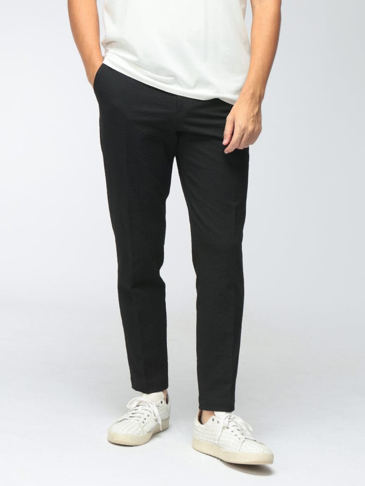 HUGO BOSS (ヒューゴボス) メンズ テーパードパンツ シアサッカー ノータック ストレッチ スラックス HBPERIN10279134