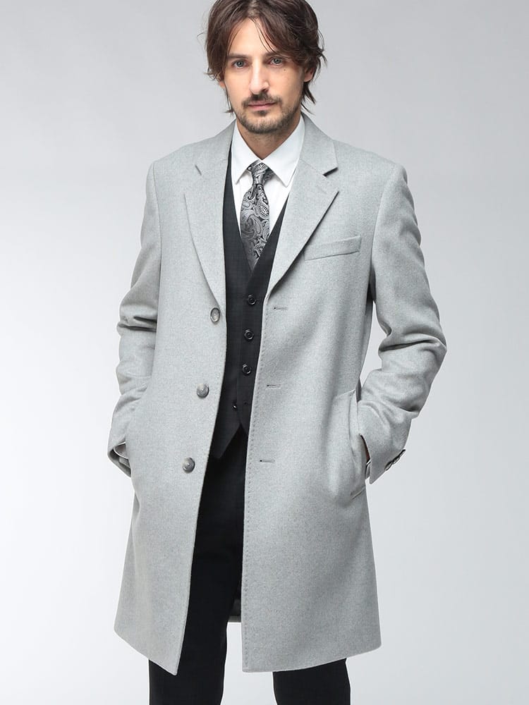 HUGO BOSS (ヒューゴボス) メンズ チェスターコート カシミヤ混ウールブレンド シングルブレスト コート HBHYDE10273687