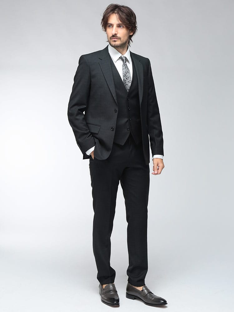 HUGO BOSS (ヒューゴボス) メンズ スーツ スリーピース slim fit スリムフィット ストレッチウール シングル 2ボタン 3P スーツ HBHG10282950