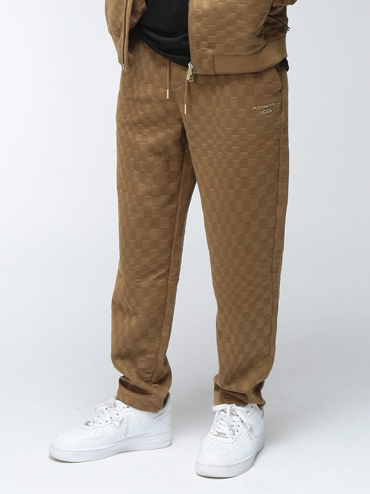 HUGO BOSS (ヒューゴボス) メンズ スウェットパンツ PORSCHE セットアップ可能 パシャチェックジャカード ジャージ パンツ HBG50569945