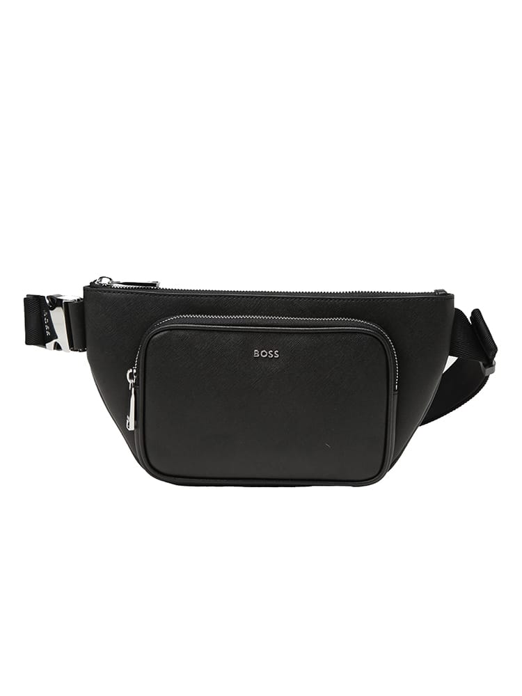 HUGO BOSS (ヒューゴボス) メンズ ボディバッグ NORTHON BUMBAG ボンデッドレザー 無地 ワンポイントロゴ クロスボディバッグ HB50567379