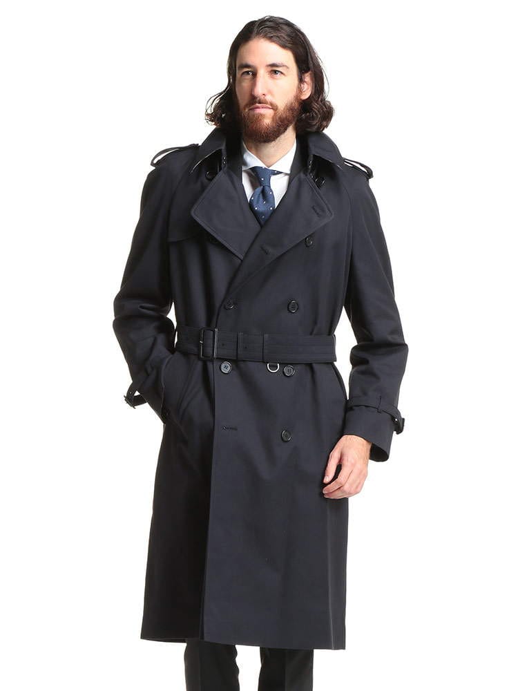 Aquascutum (アクアスキュータム) 無地 裏地チェック ウエストベルト ダブル トレンチコート AQBOGART