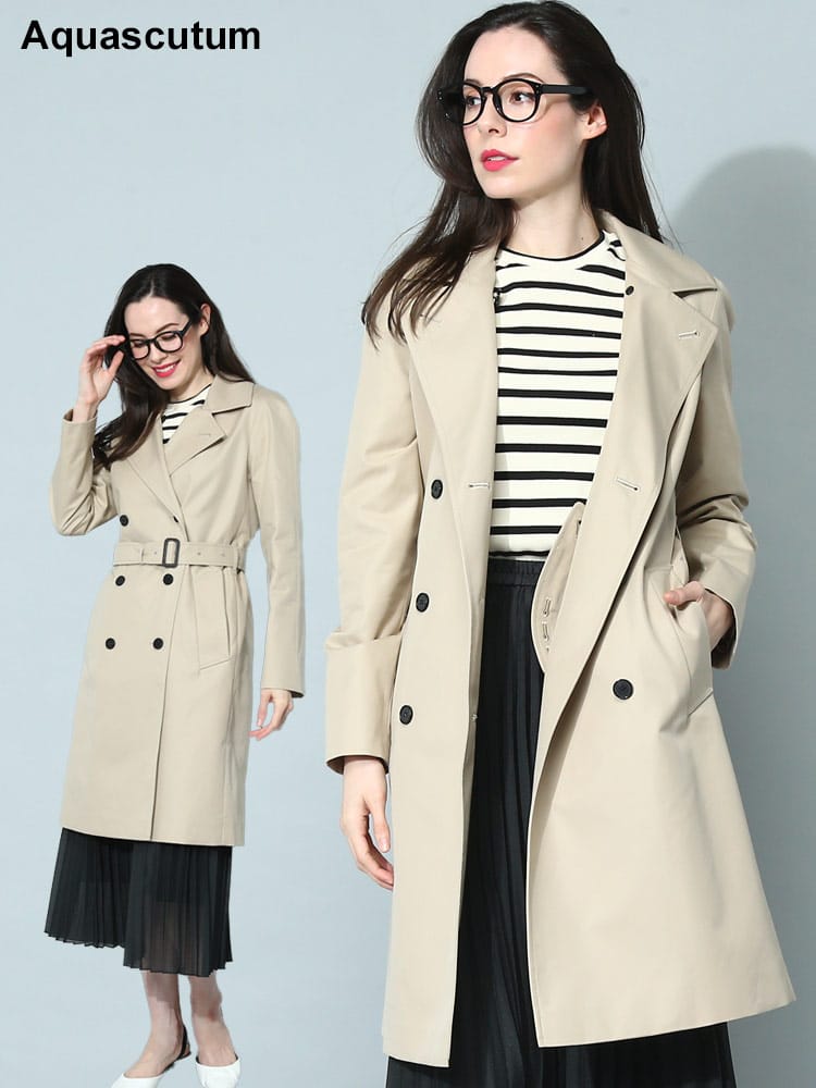 Aquascutum (アクアスキュータム) コットン ウエストベルト トレンチコート AQLTENZING3S レディース ブランド
