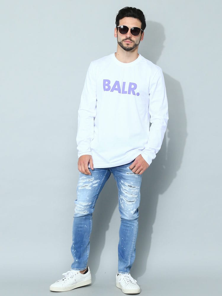BALR. (ボーラー) ロゴプリント クルーネック 長袖 Tシャツ メンズ 