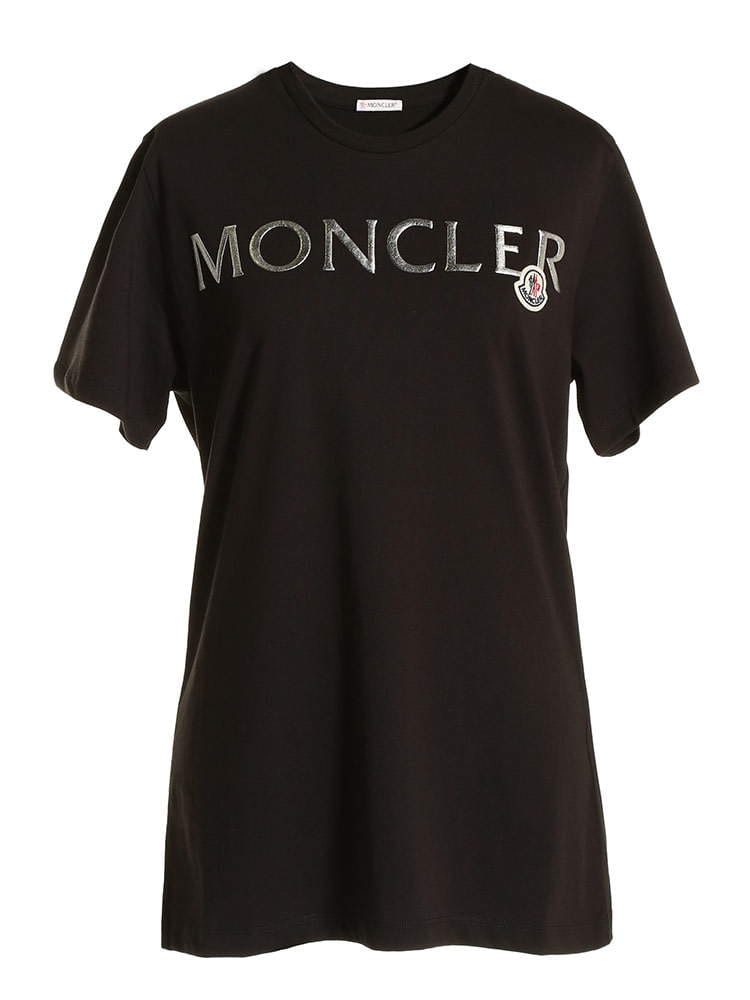 MONCLER (モンクレール) メタリックプリント クルーネック 半袖 Tシャツ MCL8C71510V8094