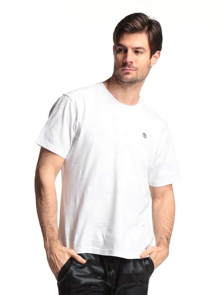 HYDROGEN (ハイドロゲン) ワンポイントスカル 迷彩柄 クルーネック 半袖 Tシャツ HY284638