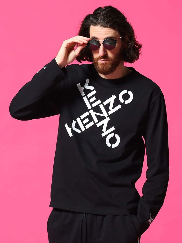 KENZO (ケンゾー) ロゴプリント クルーネック 長袖 Tシャツ SPORT BLACK KZFB55TS1534SK