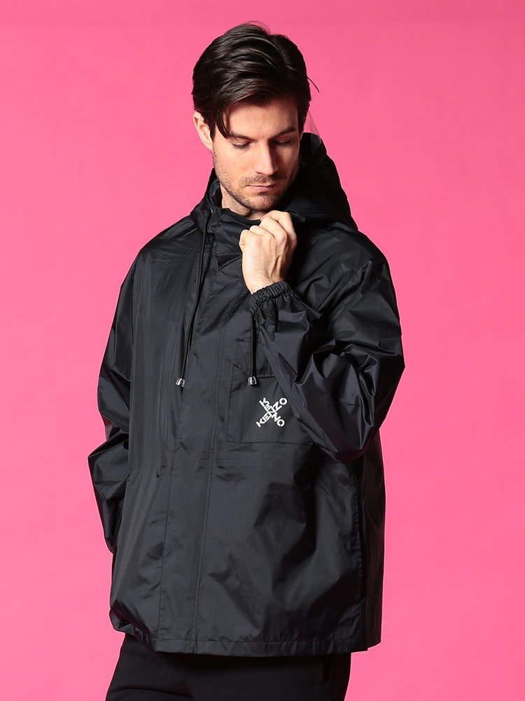 KENZO (ケンゾー) フード フルジップ ロゴプリント ナイロン パーカー KZFB55BL5601NJ ナイロンジャケット