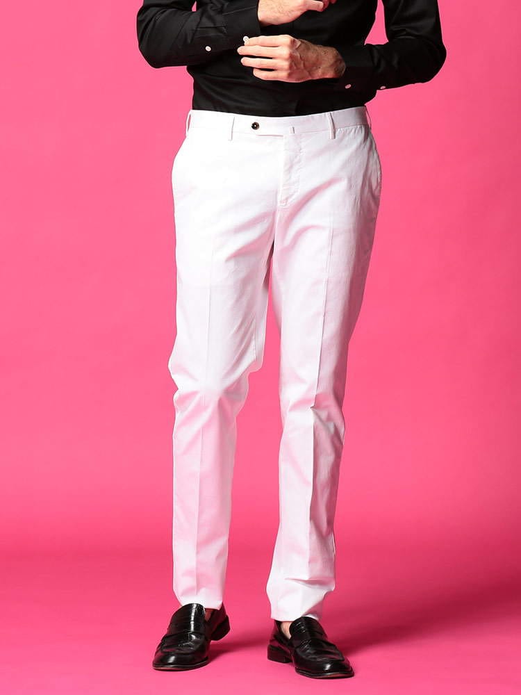 PT TORINO (ピーティートリノ) ストレッチ 無地 コットン ノータック ロングパンツ PTVT01Z00NK03